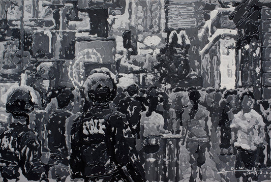 Zhao De-Wei, Night Market March, 2012, Oil on Canvas