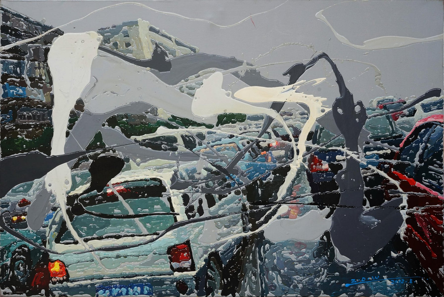 Zhao De-Wei, Urban Landscape Series, On the Road, 2013, Acrylic on Canvas