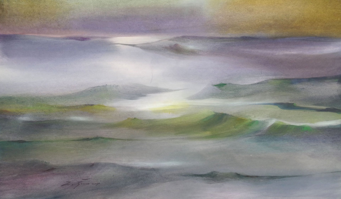 Zigmunds Snore, Waves, Watercolor on Paper