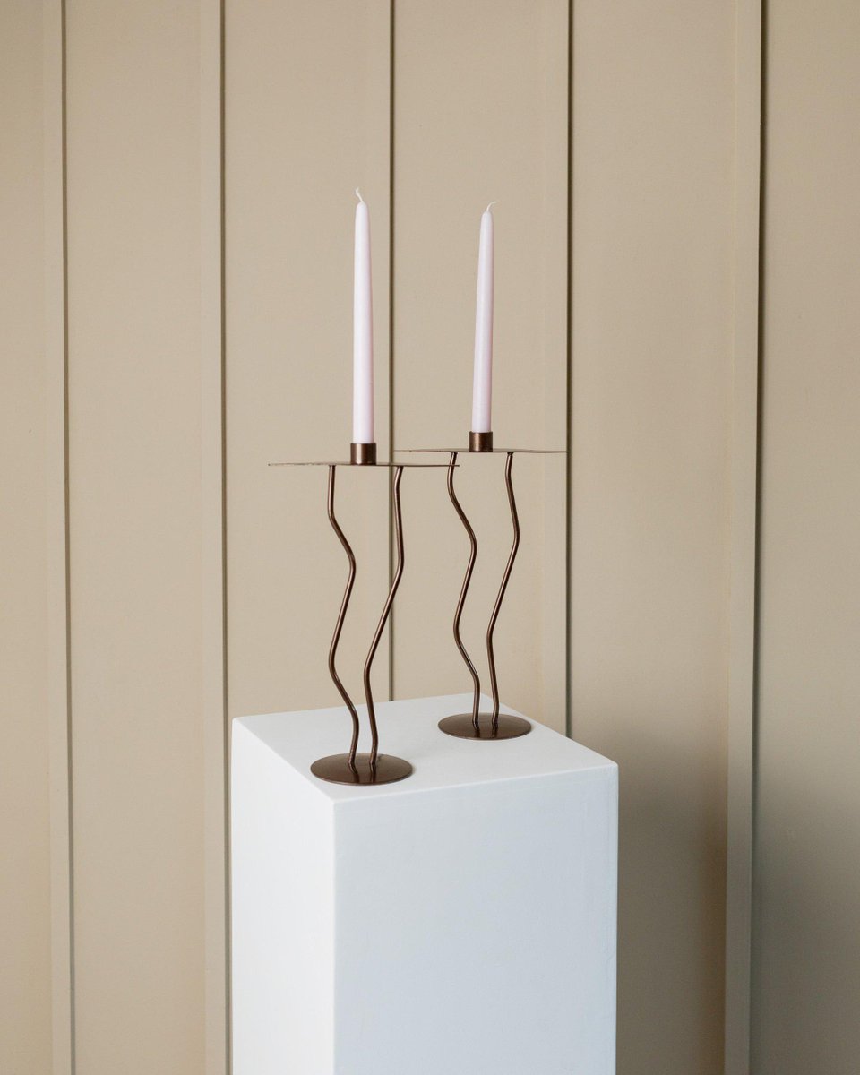 Zigzag Shape Metal Candleholder, Italy, 1990s