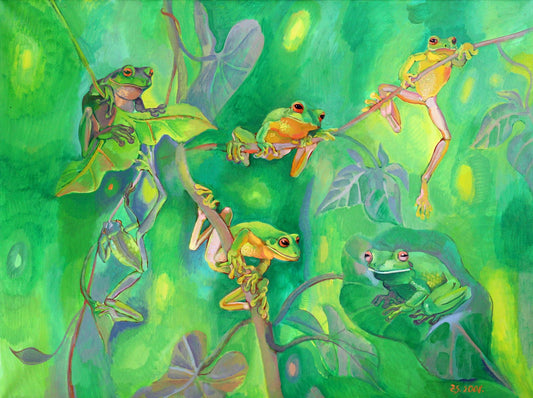 Zita Sudnika, Green Ones, Oil on Canvas