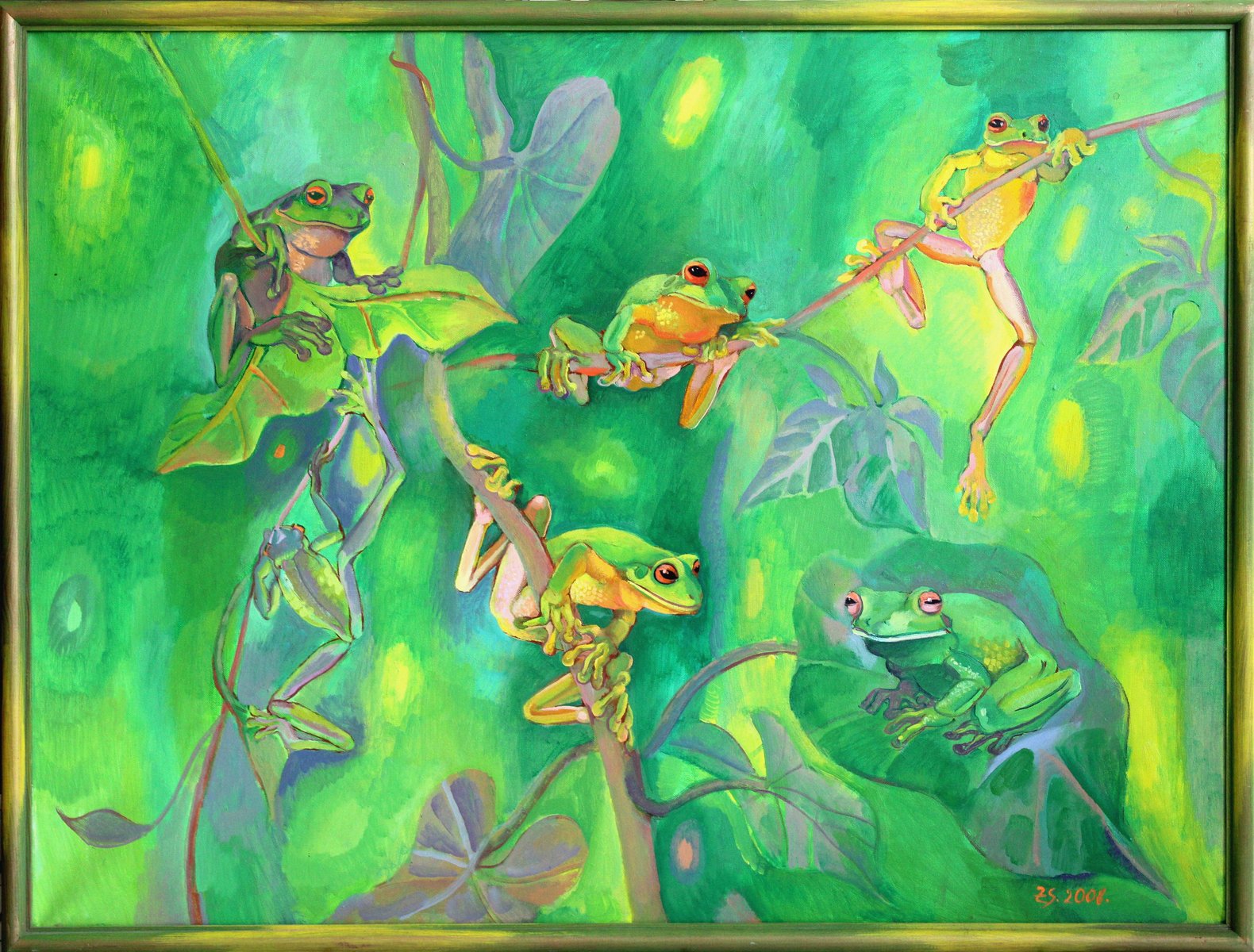 Zita Sudnika, Green Ones, Oil on Canvas