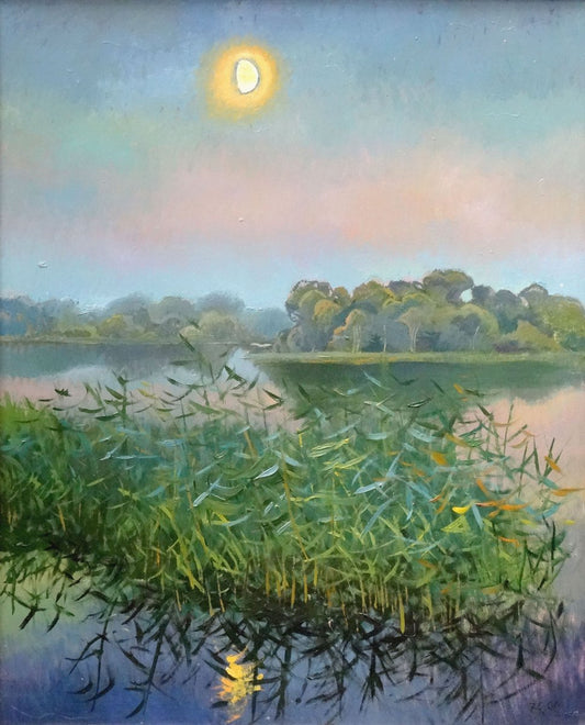 Zita Sudnika, Moonlight, Oil on Cardboard