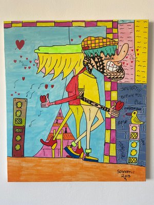 Ziv Lahat, Toi et Moi A L'hotel Amour, 2019, Acrylic and Markers on Canvas-CHG-2030240