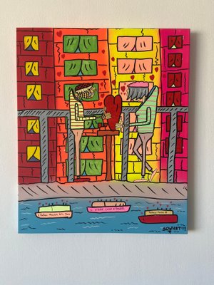 Ziv Lahat, Un Pause D'amour au ile de la Cite, 2020, Spray Paint and Acrylic Markers on Canvas-CHG-2030277