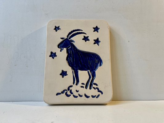 Zodiac Capricon Wall Plaque in Ceramic by Vallis for Gabriel Sweden, 1970s-LCR-1382356