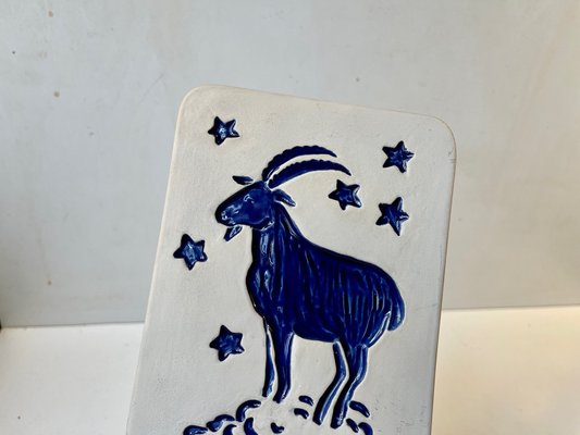 Zodiac Capricon Wall Plaque in Ceramic by Vallis for Gabriel Sweden, 1970s-LCR-1382356