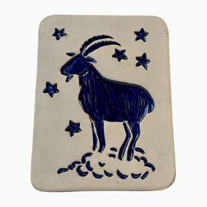 Zodiac Capricon Wall Plaque in Ceramic by Vallis for Gabriel Sweden, 1970s-LCR-1382356