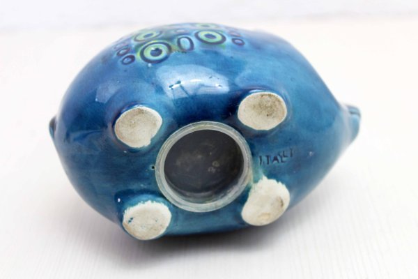 Zoomorphic Ceramic Pig Piggy Bank in Blue by Bitossi for Rimini, Italica Ars, 1970s-BQF-2024784