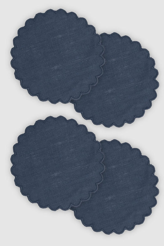 Zurbano Navy Linen Coasters by Los Encajeros, Set of 4