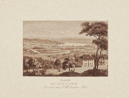 Zurich Landscape - Original Etching on Paper - 19th Century 19th Century