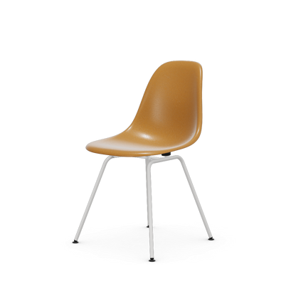 Eames Fiberglass Side Chair Dsx (Without Upholstery) by Vitra #powder-coated white (smooth) / Eames dark ochre