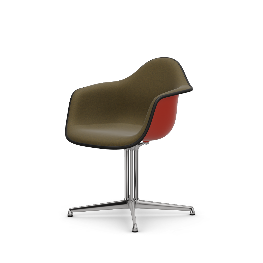 Eames Plastic Armchair DAL (with full upholstery) (Colour of seat shell - poppy red) (Request Info)