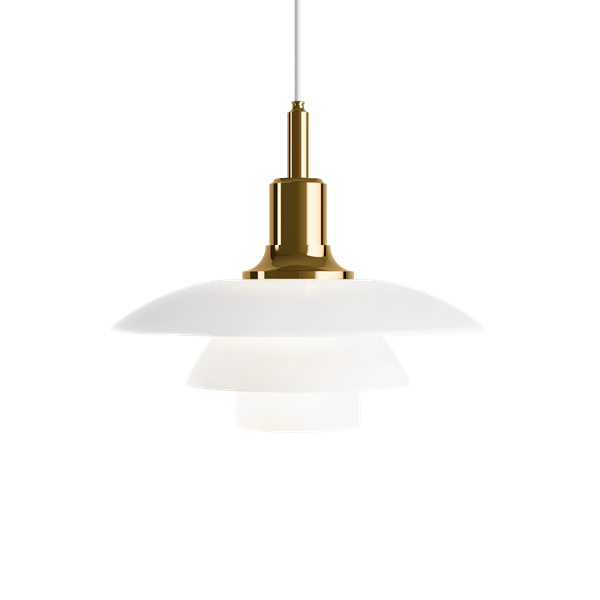 PH 3½-3 Glass Pendant Lamp by Louis Poulsen #Wht tex / Brass metallised