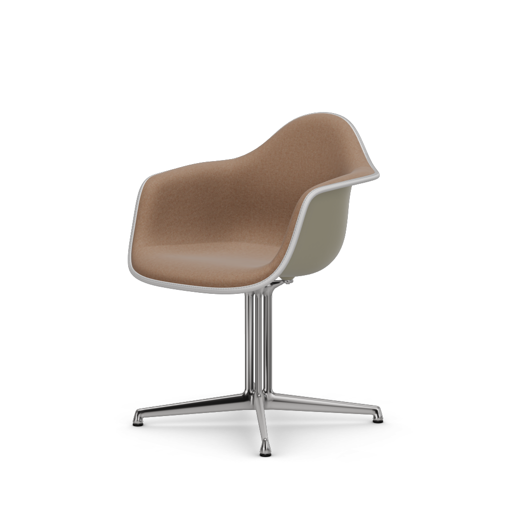 Eames Plastic Armchair DAL (with full upholstery) (Colour of seat shell - pebble) (Request Info)