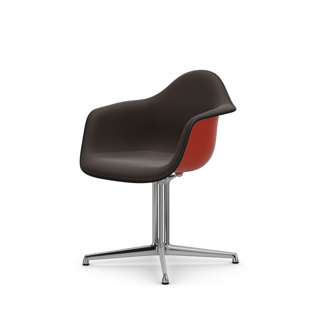 Eames Plastic Armchair DAL (with full upholstery) (Colour of seat shell - poppy red) (Request Info)