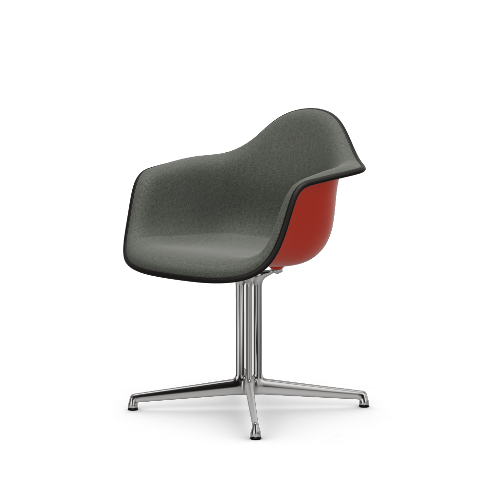 Eames Plastic Armchair DAL (with full upholstery) (Colour of seat shell - poppy red) (Request Info)