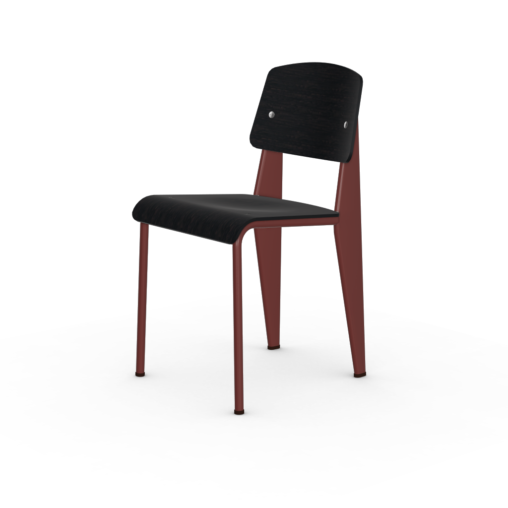 Standard Chair by Vitra #Japanese red powder-coated (smooth), brown glides / dark oak, with protective varnish