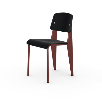 Standard Chair by Vitra #Japanese red powder-coated (smooth), brown glides / dark oak, with protective varnish