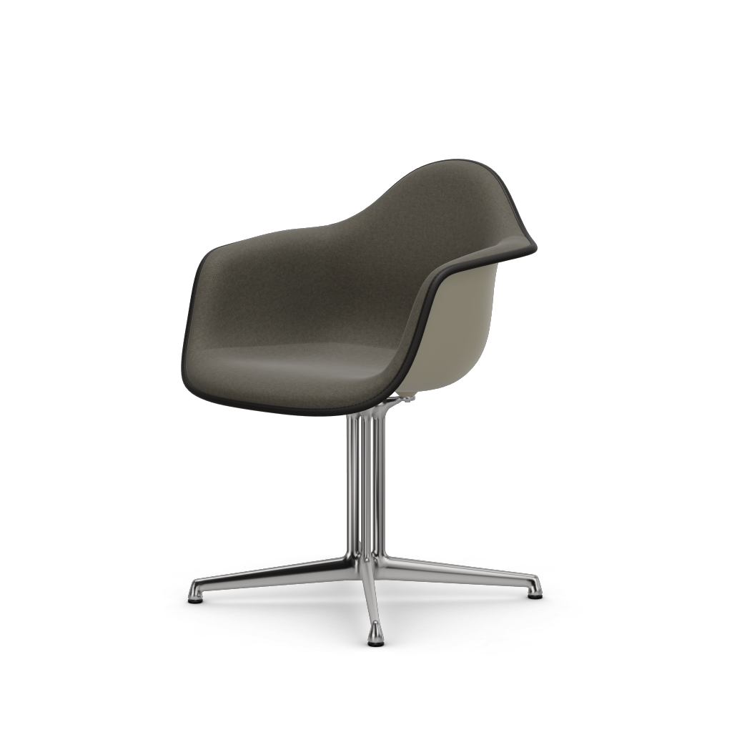 Eames Plastic Armchair DAL (with full upholstery) (Colour of seat shell - pebble) (Request Info)