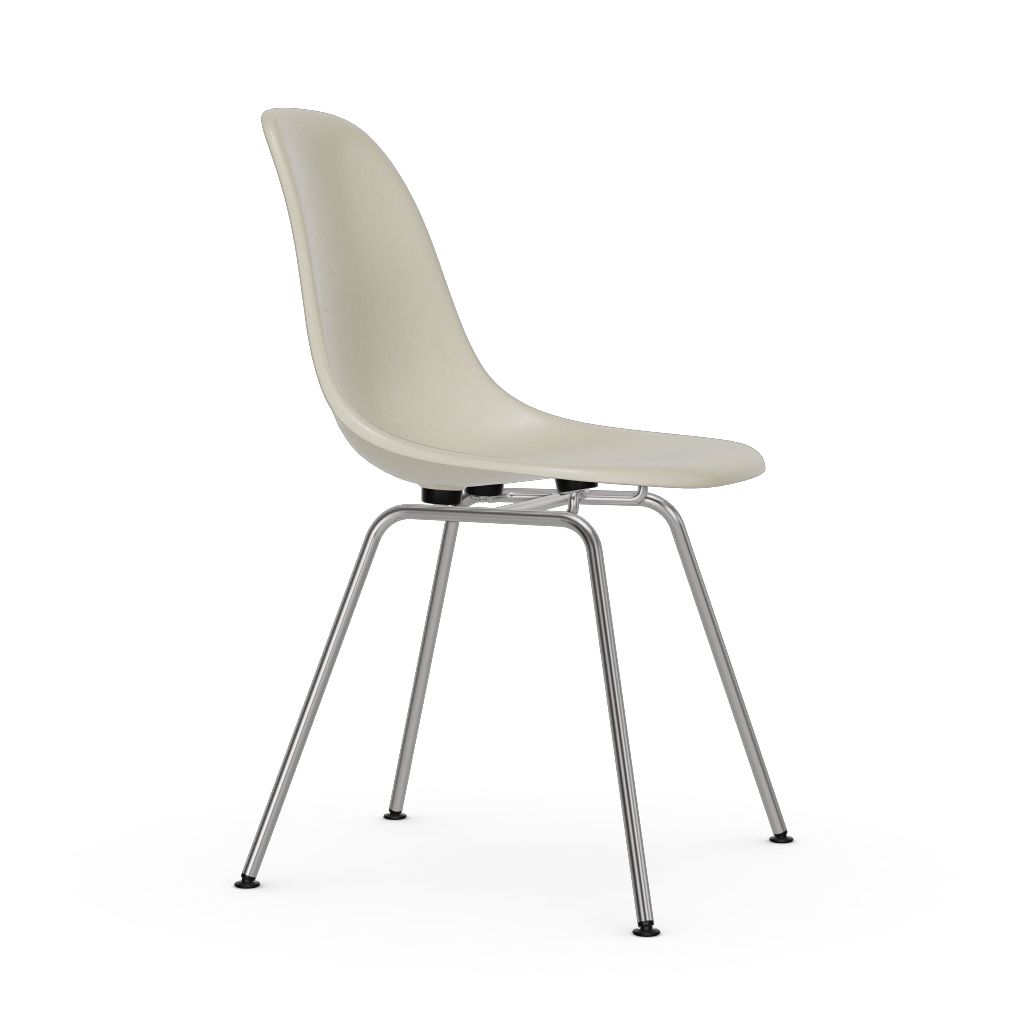 Eames Fiberglass Side Chair Dsx (Without Upholstery) by Vitra #chromed / Eames parchment