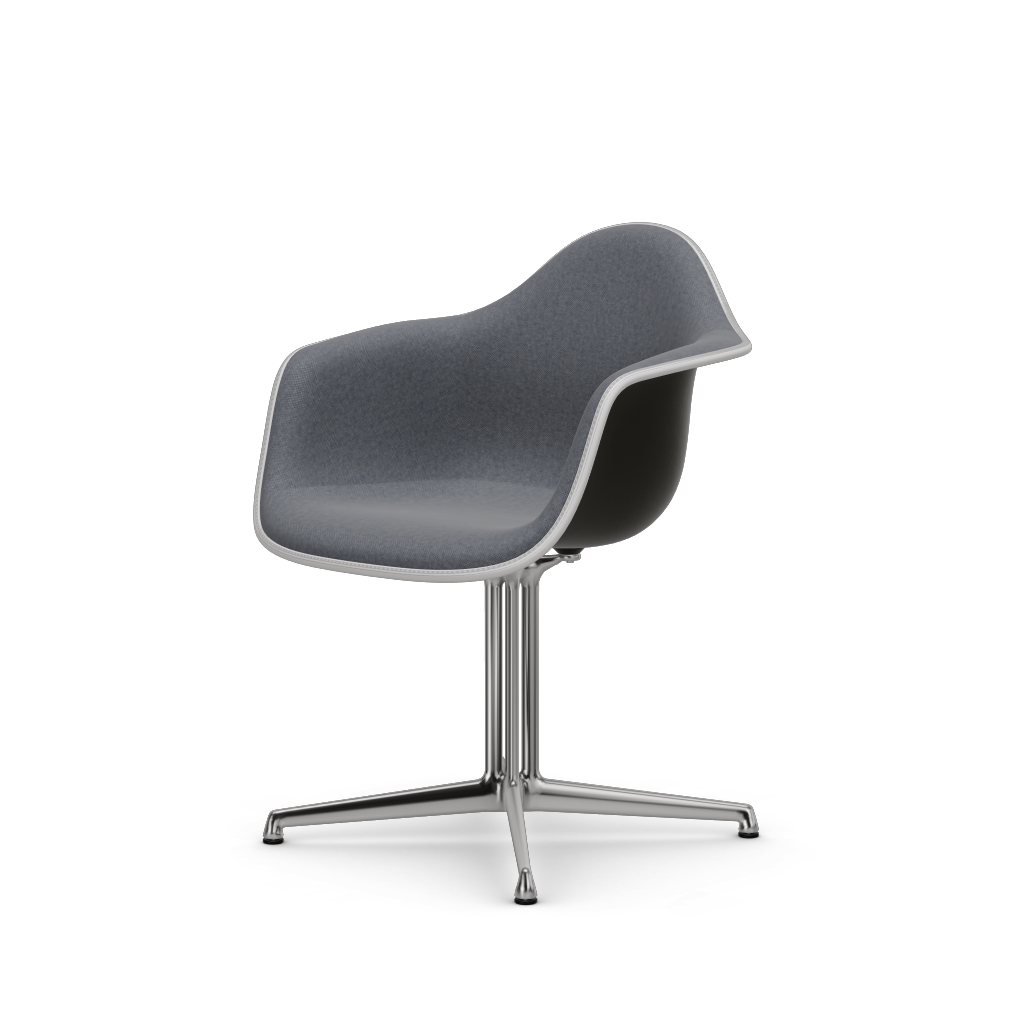 Eames Plastic Armchair DAL (with full upholstery) (Colour of seat shell - deep black) (Request Info)