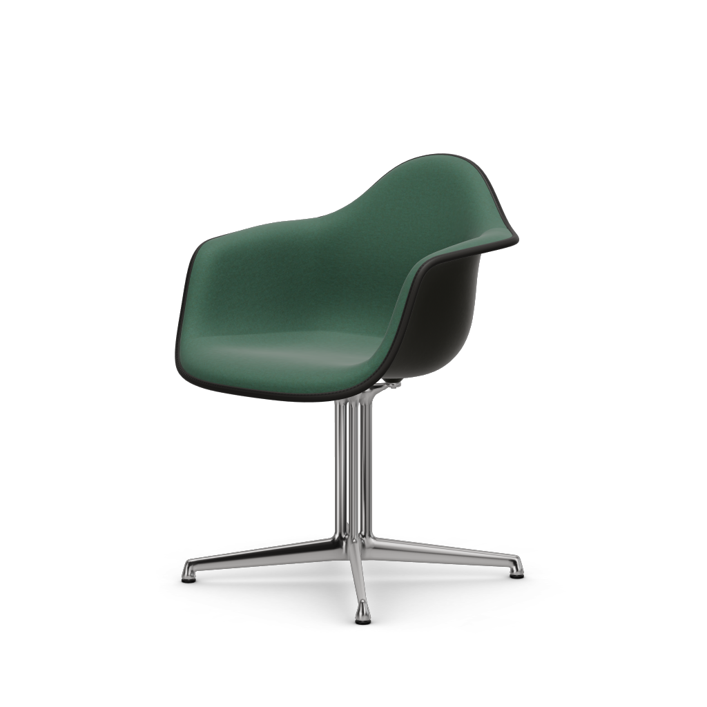 Eames Plastic Armchair DAL (with full upholstery) (Colour of seat shell - deep black) (Request Info)