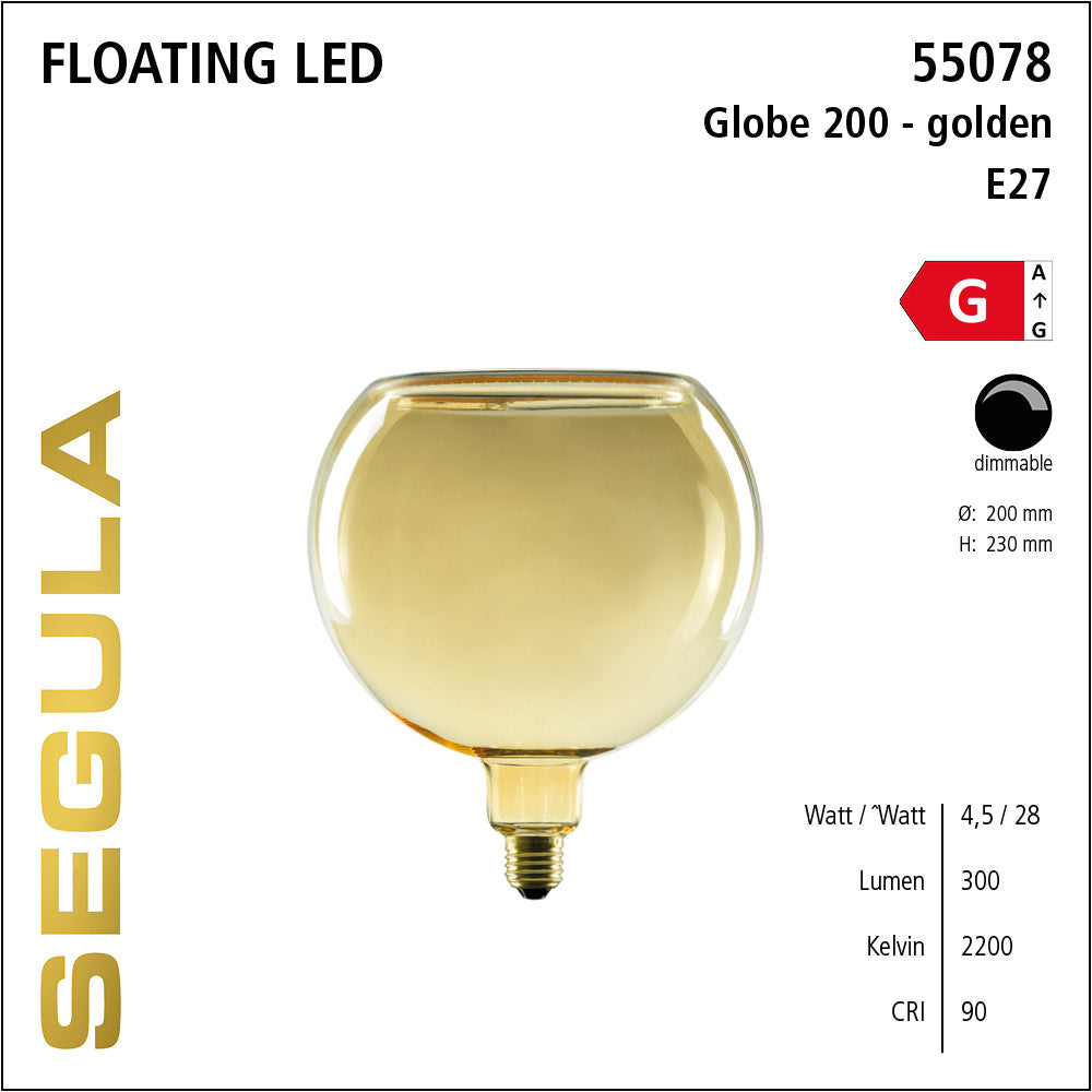 Floating Globe Golden Pendant Lamp by Segula