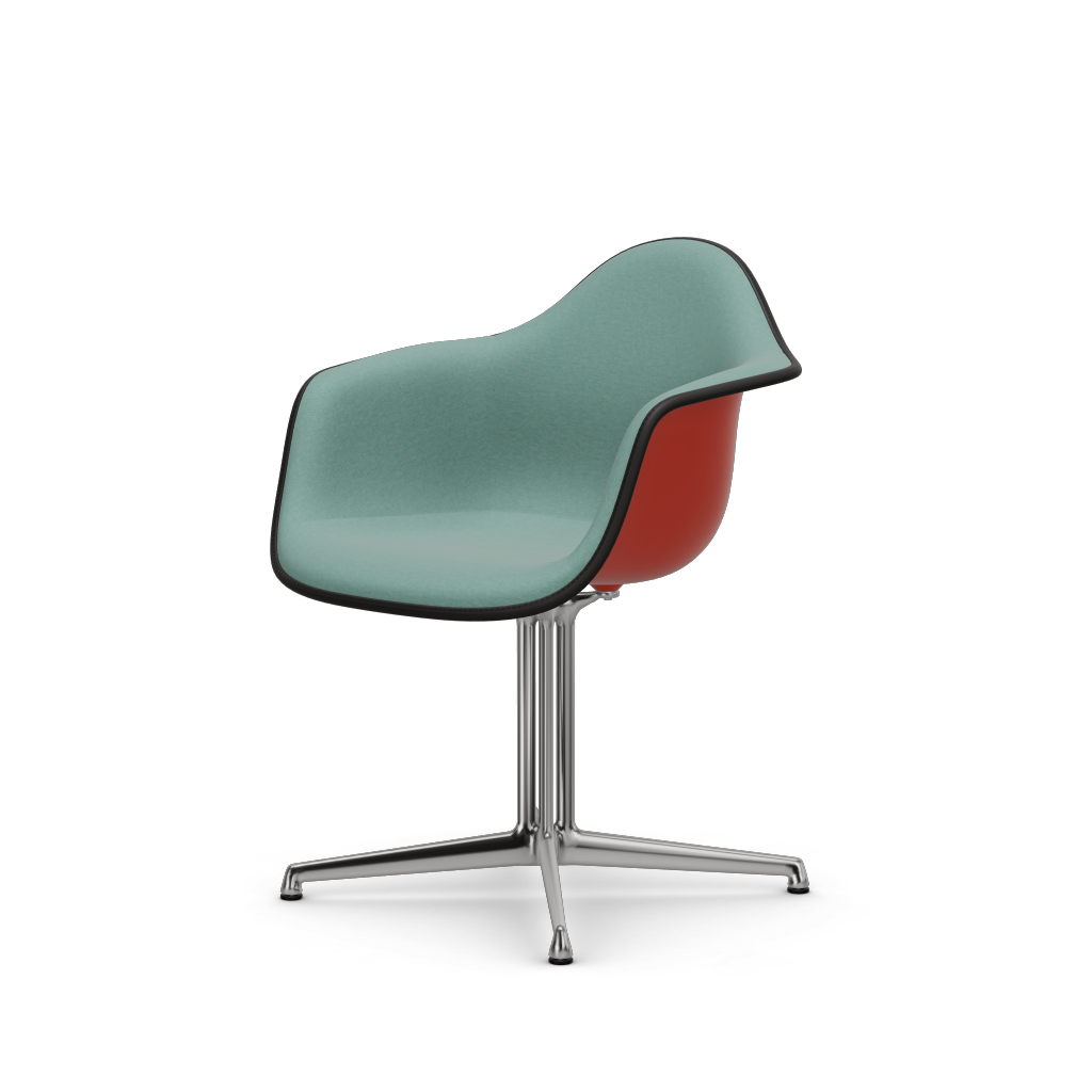 Eames Plastic Armchair DAL (with full upholstery) (Colour of seat shell - poppy red) (Request Info)