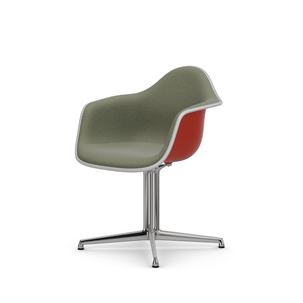 Eames Plastic Armchair DAL (with full upholstery) (Colour of seat shell - poppy red) (Request Info)