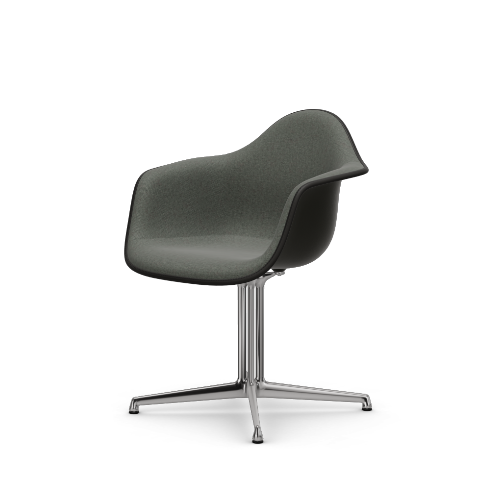 Eames Plastic Armchair DAL (with full upholstery) (Colour of seat shell - deep black) (Request Info)