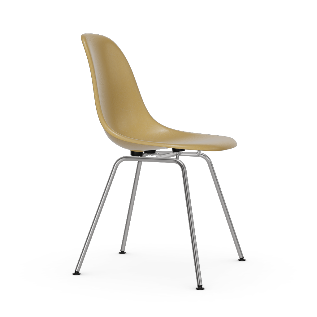 Eames Fiberglass Side Chair Dsx (Without Upholstery) by Vitra #chromed / Eames light ochre