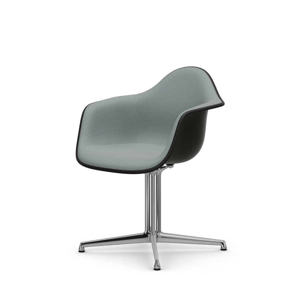 Eames Plastic Armchair DAL (with full upholstery) (Colour of seat shell - deep black) (Request Info)