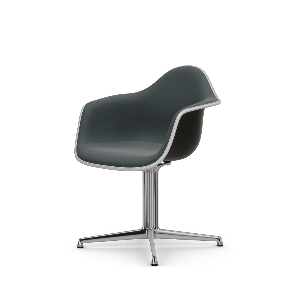 Eames Plastic Armchair DAL (with full upholstery) (Colour of seat shell - deep black) (Request Info)