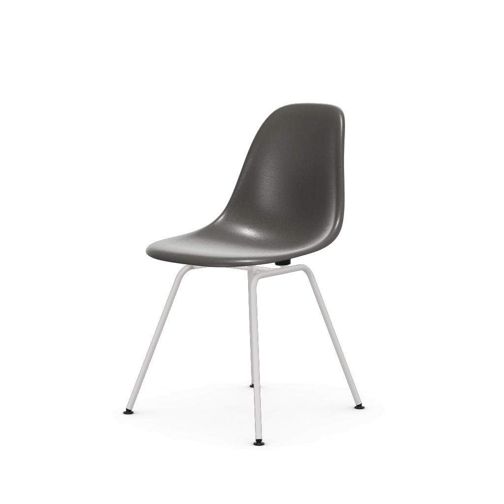 Eames Fiberglass Side Chair Dsx (Without Upholstery) by Vitra #powder-coated white (smooth) / Eames elephant hide grey