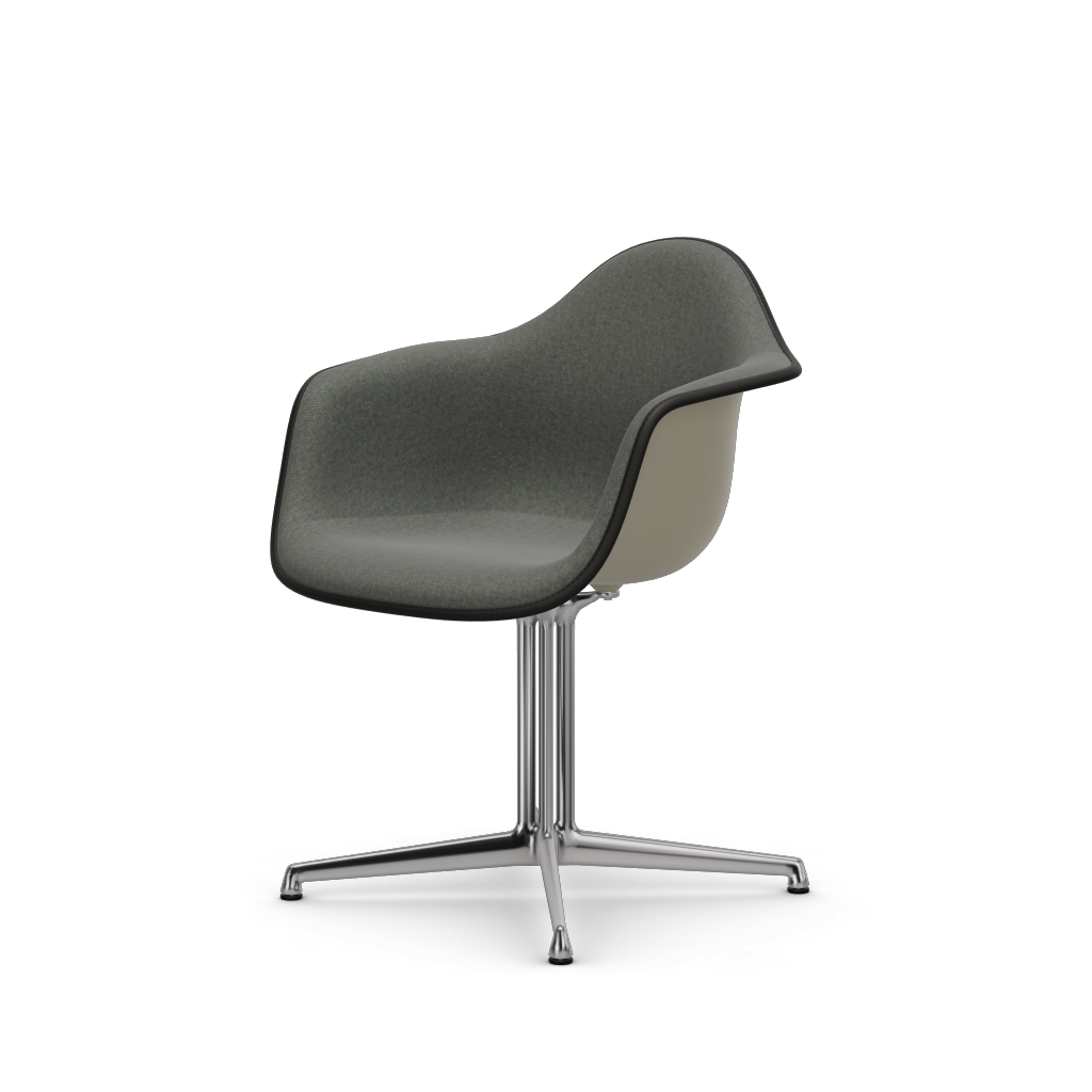 Eames Plastic Armchair DAL (with full upholstery) (Colour of seat shell - pebble) (Request Info)