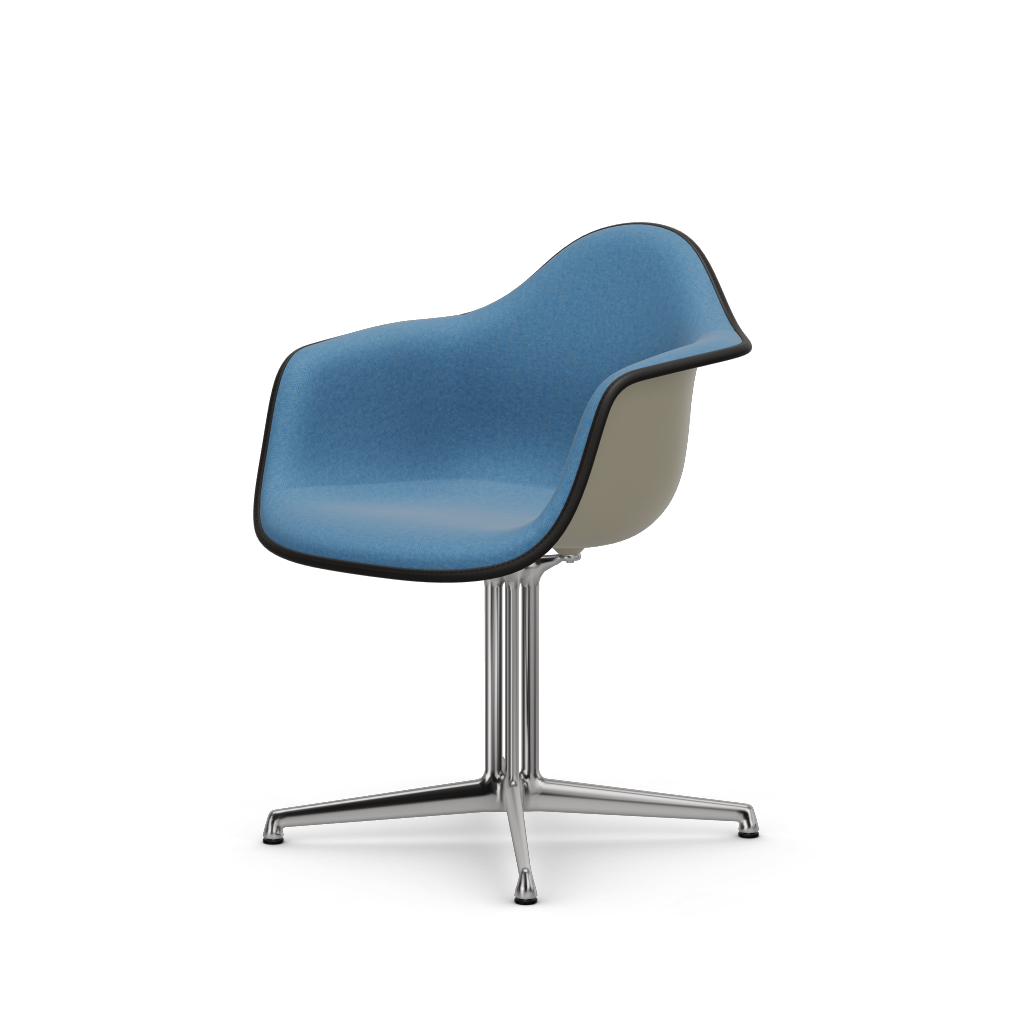 Eames Plastic Armchair DAL (with full upholstery) (Colour of seat shell - pebble) (Request Info)