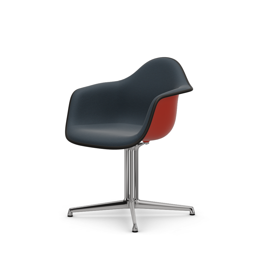 Eames Plastic Armchair DAL (with full upholstery) (Colour of seat shell - poppy red) (Request Info)