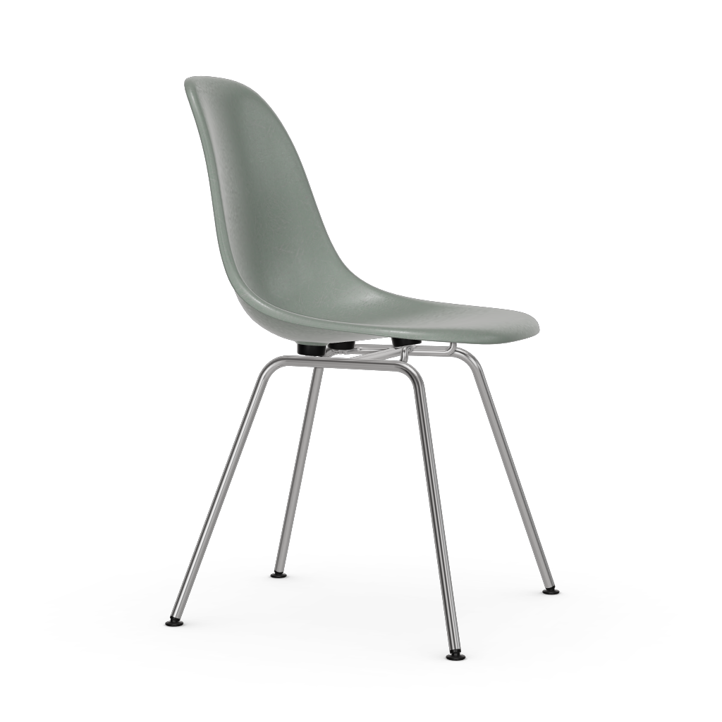 Eames Fiberglass Side Chair Dsx (Without Upholstery) by Vitra #chromed / Eames sea foam green