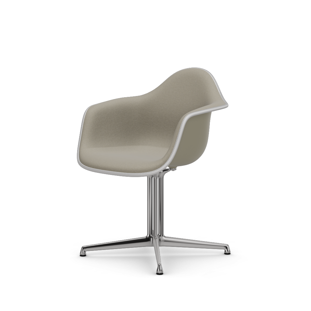 Eames Plastic Armchair DAL (with full upholstery) (Colour of seat shell - pebble) (Request Info)