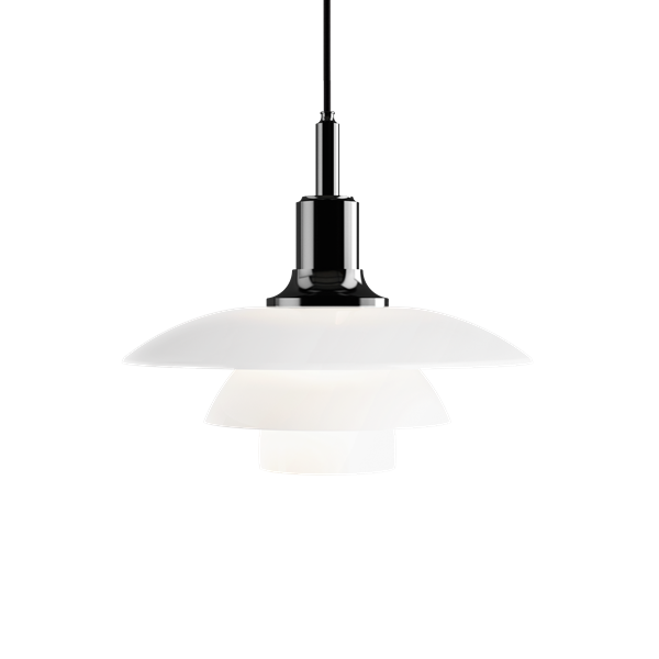 PH 3½-3 Glass Pendant Lamp by Louis Poulsen #Blk tex / Black metallised