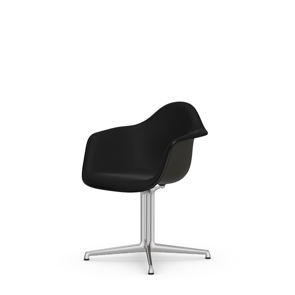 Eames Plastic Armchair DAL (with full upholstery) (Colour of seat shell - deep black) (Request Info)