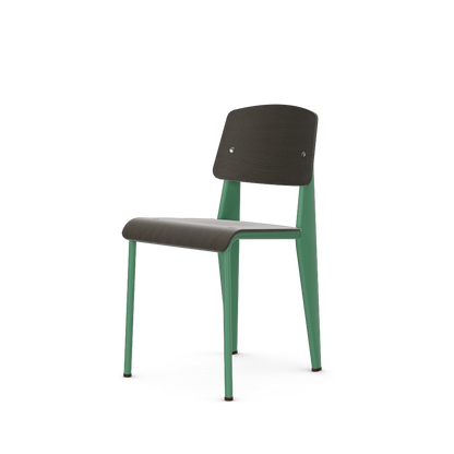 Standard Chair by Vitra #Prouvé Blé Vert powder-coated (smooth), brown glides / dark oak, with protective varnish