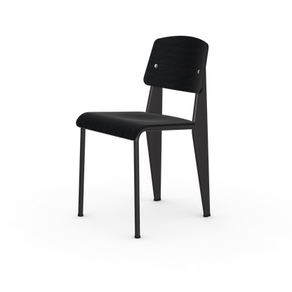 Standard Chair by Vitra #deep black powder-coated (smooth), black glides / dark oak, with protective varnish