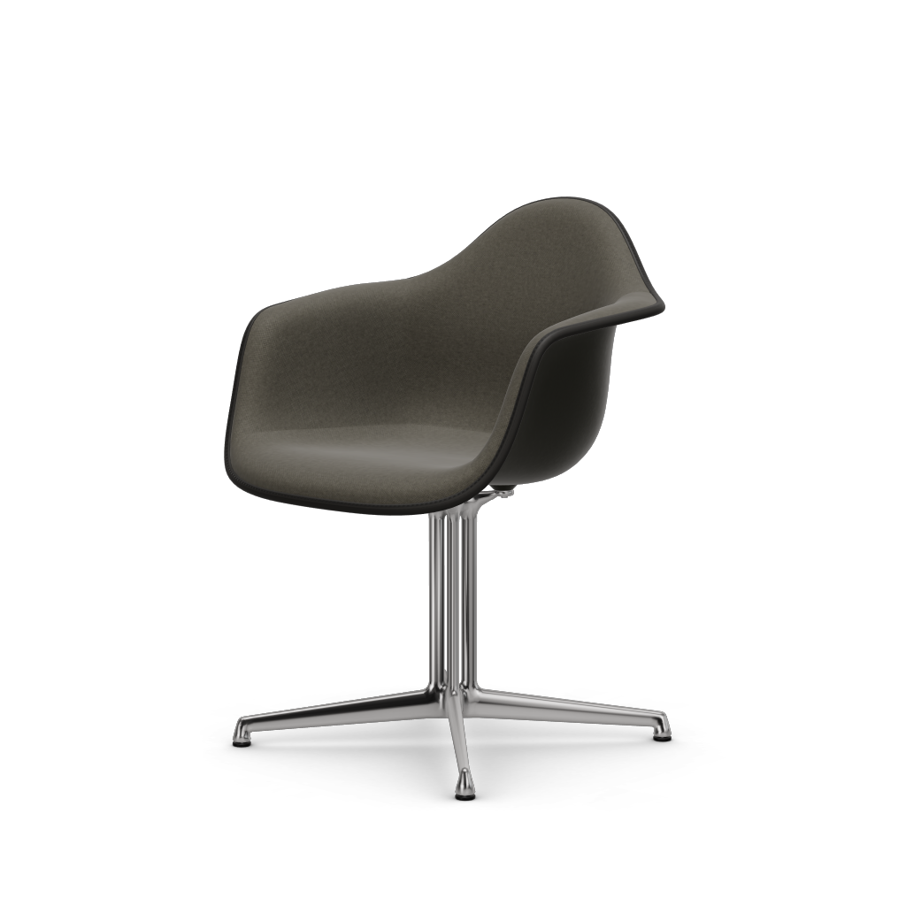 Eames Plastic Armchair DAL (with full upholstery) (Colour of seat shell - deep black) (Request Info)