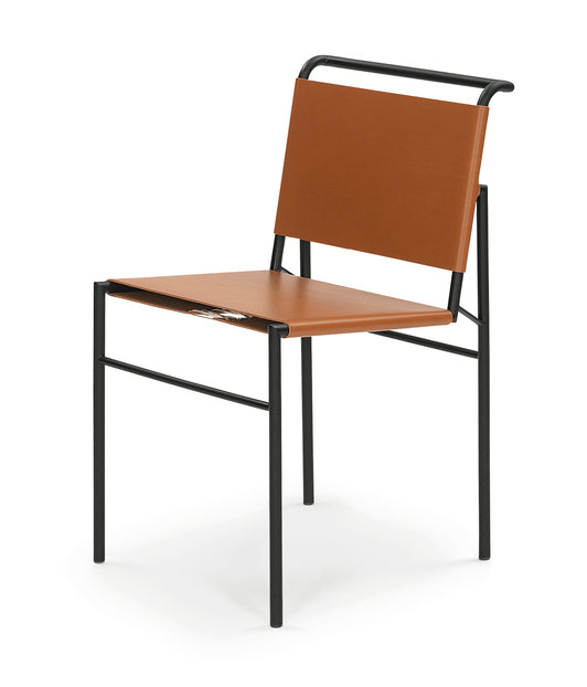 ROQUEBRUNE - Tanned leather chair with steel structure by Classicon