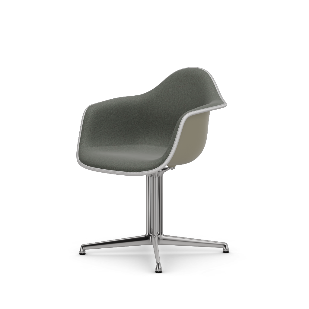 Eames Plastic Armchair DAL (with full upholstery) (Colour of seat shell - pebble) (Request Info)