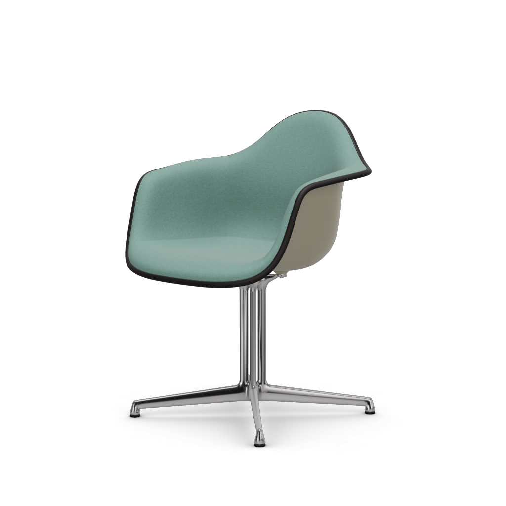 Eames Plastic Armchair DAL (with full upholstery) (Colour of seat shell - pebble) (Request Info)