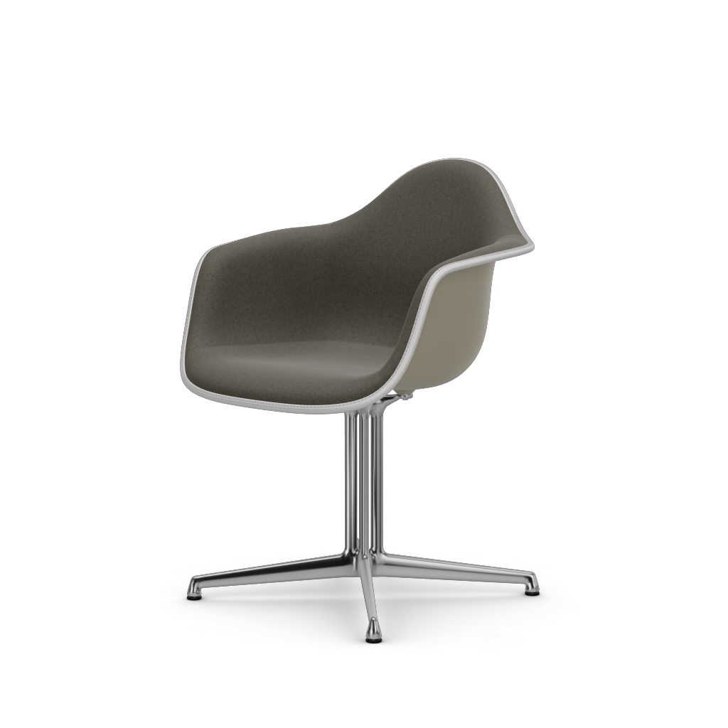 Eames Plastic Armchair DAL (with full upholstery) (Colour of seat shell - pebble) (Request Info)