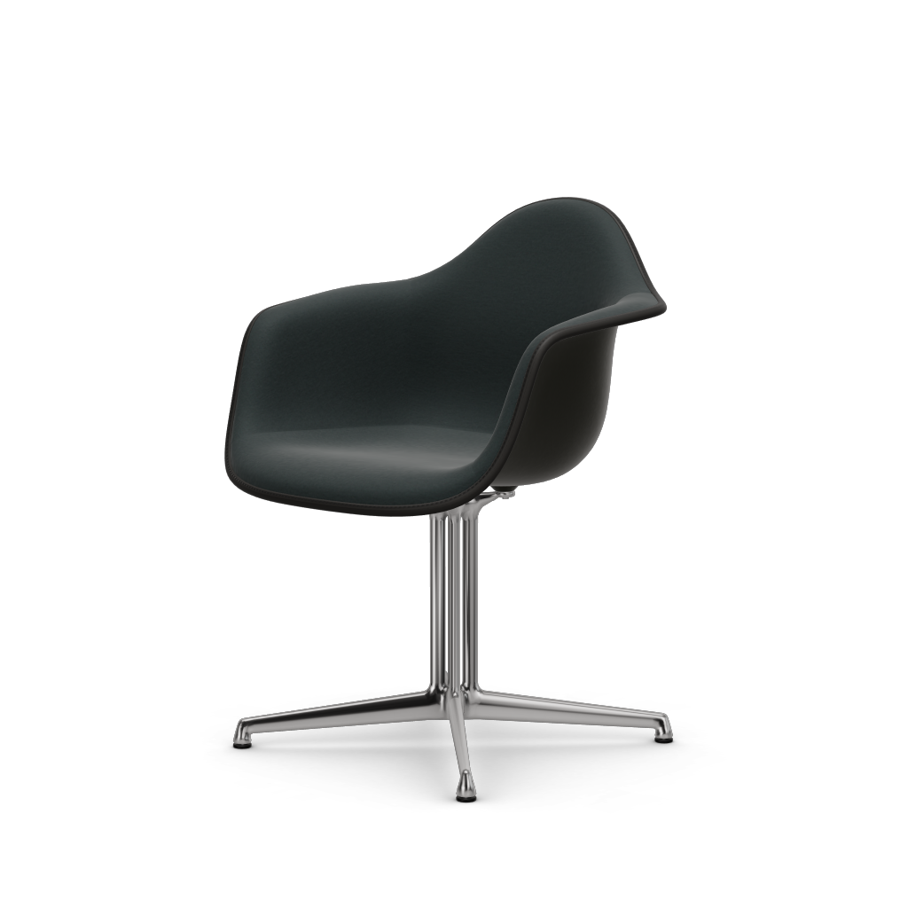 Eames Plastic Armchair DAL (with full upholstery) (Colour of seat shell - deep black) (Request Info)